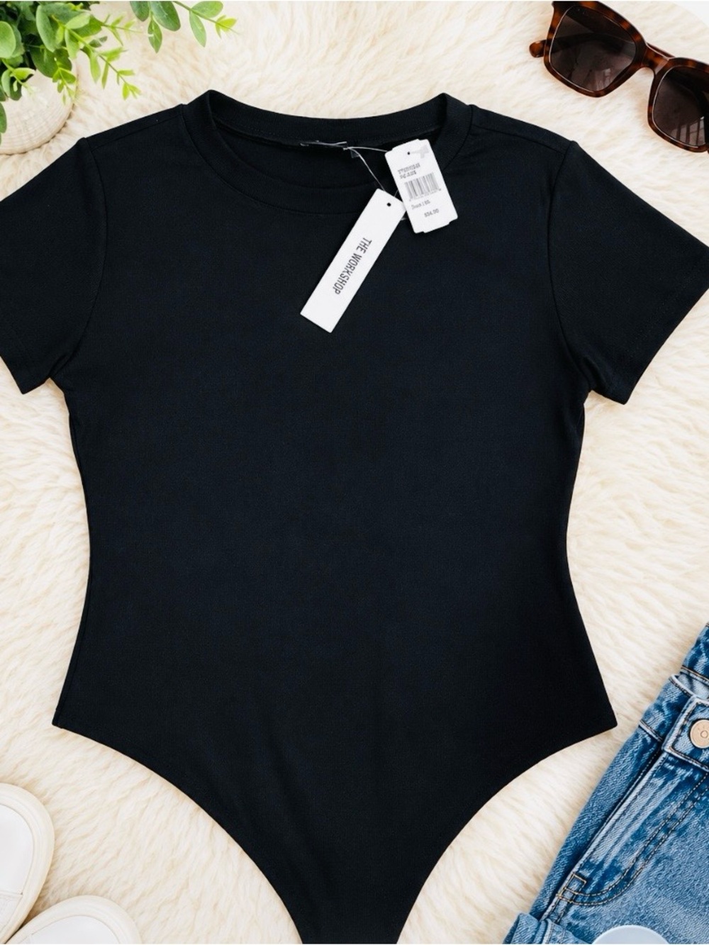 The Essentials Black Crewneck Bodysuit -